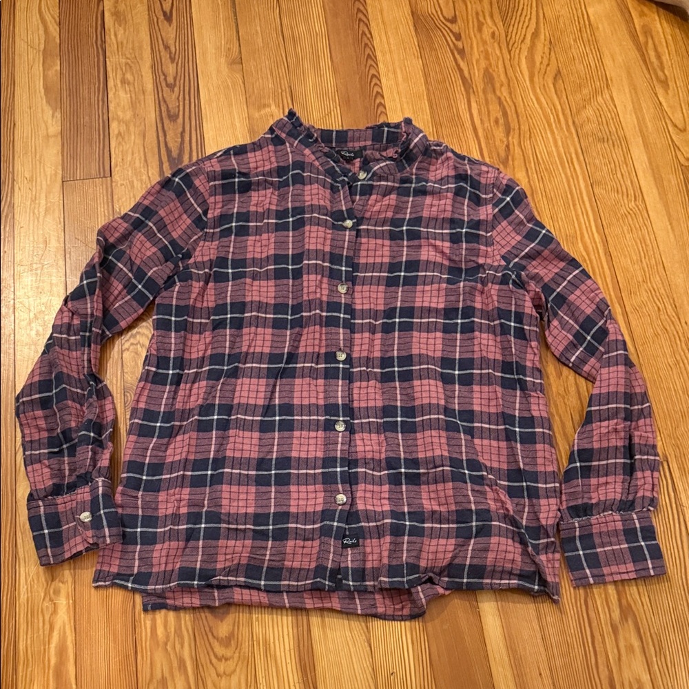 Rails flannel shirt with ruffled collar